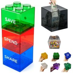 Transparent Plastic Block Coin Banks