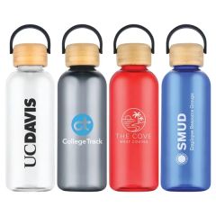 Traveler 21 Oz rPET Plastic Bottle W/ Bamboo Lid