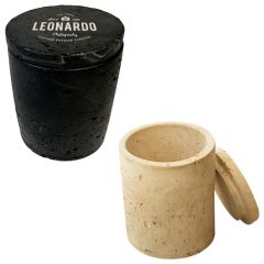 Travertine Or Lava Rock Jar With Lid