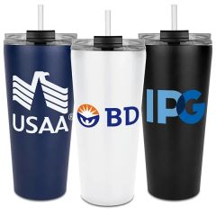 Trumbull Dual Wall No-Spill Vacuum Mug With Straw 27 Oz