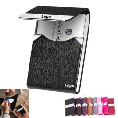 Unisex Magnetic Leather Business Card Holder