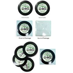 Upcycled Record Coaster 2-Sided - Set Of 4 - Cello Pouch
