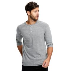 Us Blanks Unisex Three-Quarter Sleeve Triblend Raglan Henley