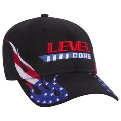 US Flag Flame Pattern Brushed Cotton Twill 6 Panel Cap
