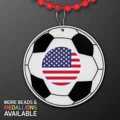 USA Soccer Medallion On Red Value Beads Non-Light Up
