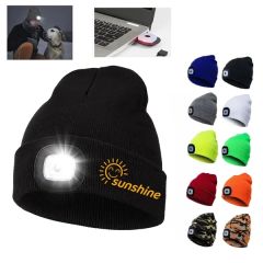USB Rechargeable Beanie Hat With LED Light