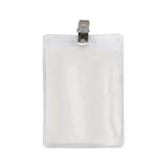 Vertical Blank Vinyl Pouch With Bulldog Clip