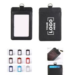 Vertical Leather ID Badge Holder