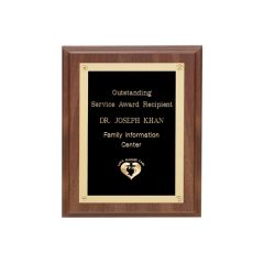 Walnut Finish Plaque W/Rosettes