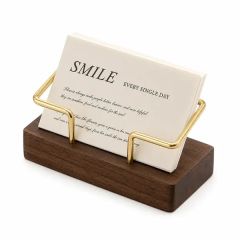 Walnut Wood Desktop Business Card Holder Stand