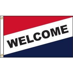 Welcome Diagonal 3 Ft X 5 Ft Message Flag W/ Heading & Grommets