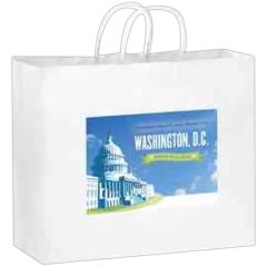 White Kraft Paper Shopper Bag In Cmyk - Color Evolution