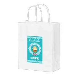 White Kraft Paper Shopper Bag In Cmyk - Color Evolution