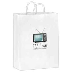 White Kraft Paper Shopper Bag In Cmyk - Color Evolution