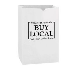 White Kraft Paper SOS Grocery Bag - 1/6 Bbl. - Flexo Ink