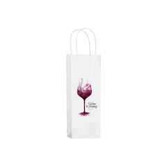 White Kraft Twisted Paper Handle Wine Bag - Digital