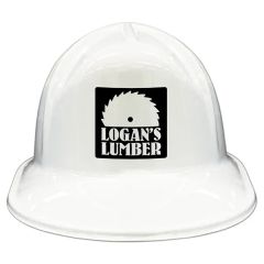 White Plastic Construction Helmet W/ Custom Direct Pad Print