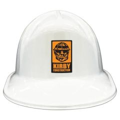 White Plastic Construction Helmet W/Custom Prtd Paper Icon