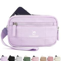 Women's Wristlet Travel Nylon Wallet With 3 Zipper Purse