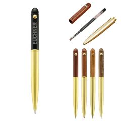 Wood and Brass Retractable Ballpoint Pen