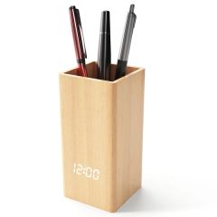 Wooden Digital Pen Holder Clock