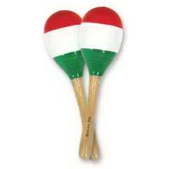 Wooden Red, White, & Green Maracas W/ A Direct Pad Print