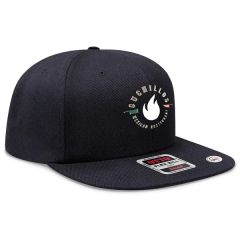 Wool Blend Twill Round Flat Visor Snap 6 Panel Hat