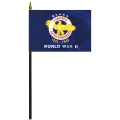 World War Ii 4 Inch X 6 Inch Stick Mounted Rayon Flag