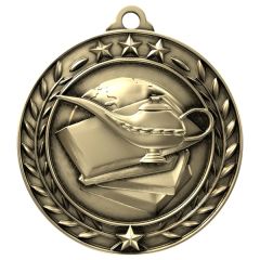 Wreath Award Medal - Book and Lamp