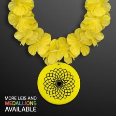 Yellow Flower Lei Necklace With Medallion Non-Light Up