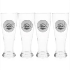 York Pilsner Glass With Metal Medallion - Set Of 4