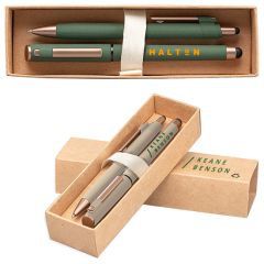York Recycled Plastic Bronze Trim Pen Gift Set-Box Decorated