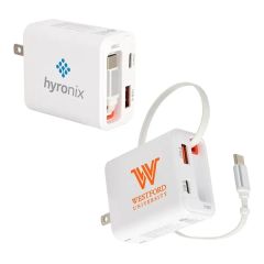 Zip Etl-Listed 20W PD Dual Port Wall Charger With Retractabl
