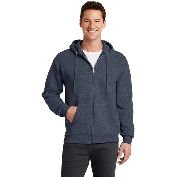 Port & Company Core Fleece Full-Zip Hoodie - Sangria Color, Size Large