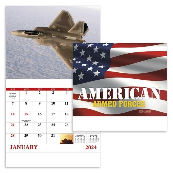Stapled American Armed Forces 2024 Calendar 135613