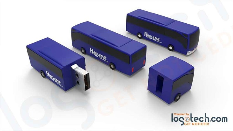 Custom Blue Bus USB Flash Drive