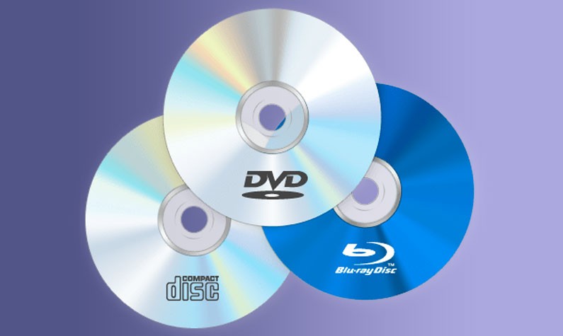 CD BluRay and DVD