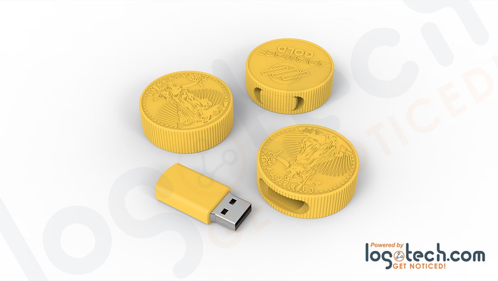 Custom Golden Coin USB Flash Drive
