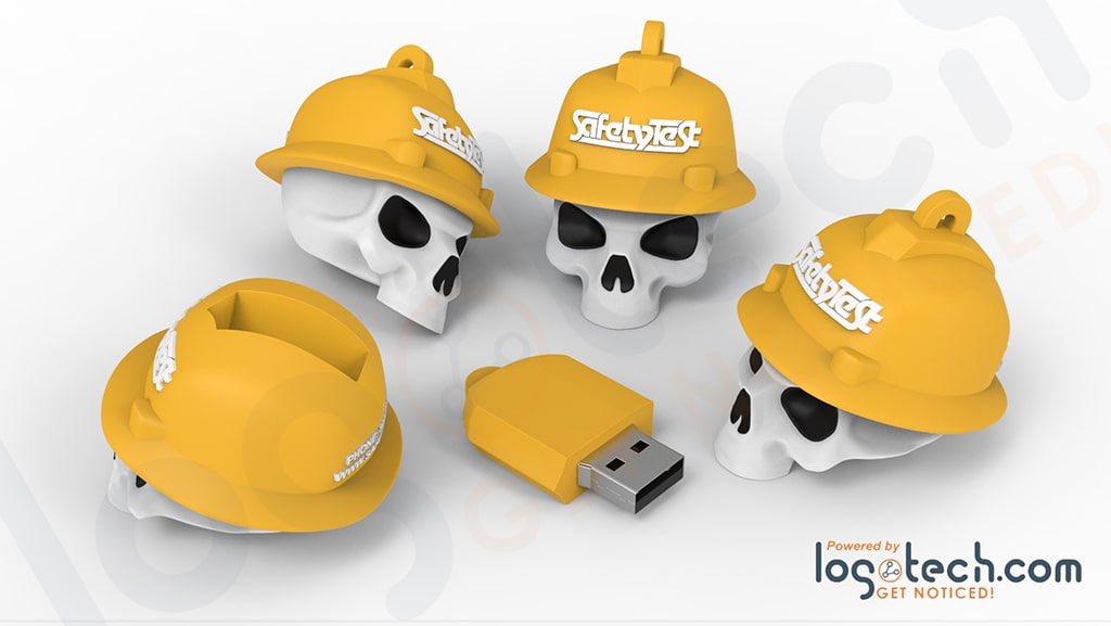 Skull in Hardhat USB Flash Drive