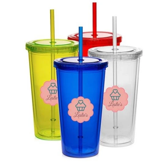 Custom 20 Oz. Double Wall Acrylic Tumbler With Straw by