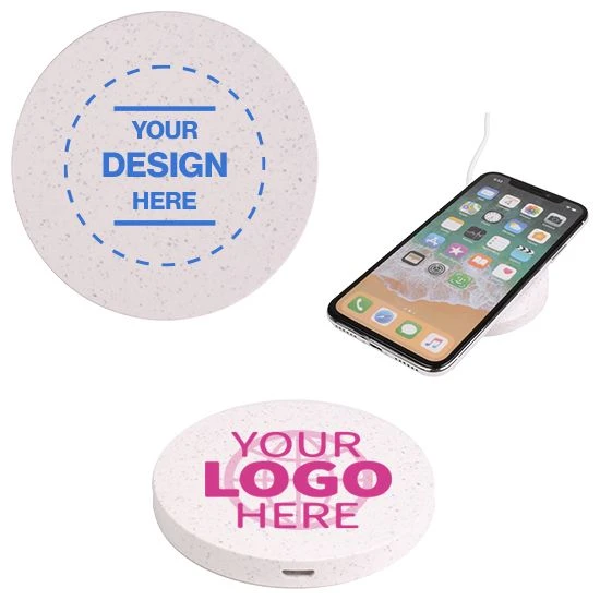 Bulk Qi Disc Wheat Straw Wireless Charging Pad by Logotech 109857