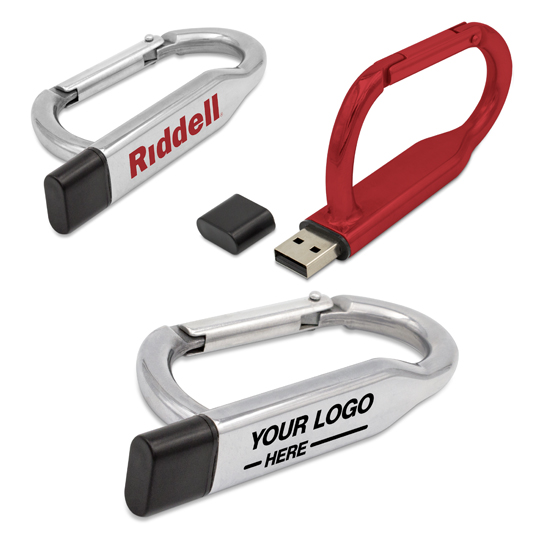 Promotional D Carabiner Metal USB Flash Drive by Logotech FDMT346