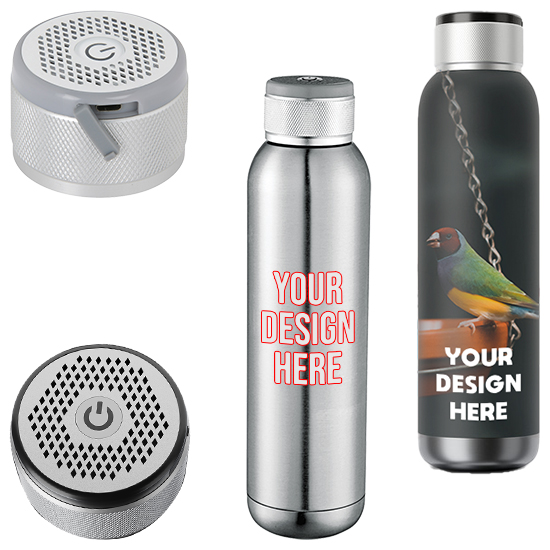 Promotional Soundwave Copper Vacuum Audio Bottle 22Oz by